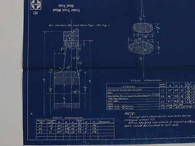 Santa Fe Trailer Truck Wheel Steel Tired Motive Power Blueprint 1929 20.5"