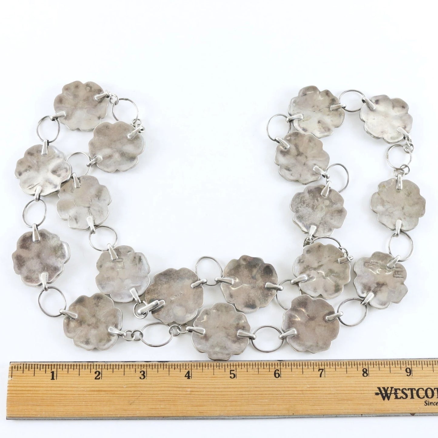 Zuni Native American Turquoise Mother Of Pearl Sterling Silver Concho Belt 194g