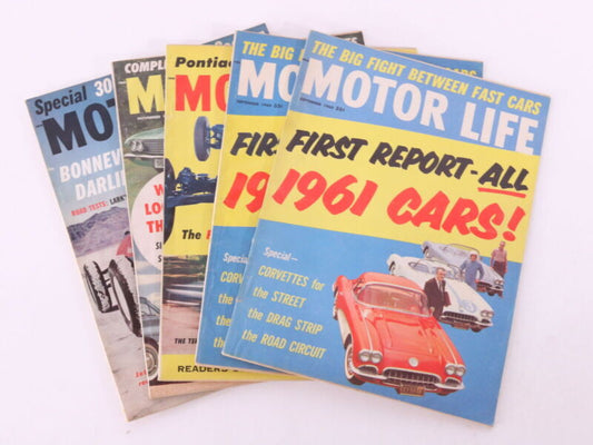 Lot Of 5 Motor Life MAGAZINE Vintage AUTOMOBLIA Sep Oct Nov Dec 1960 35c