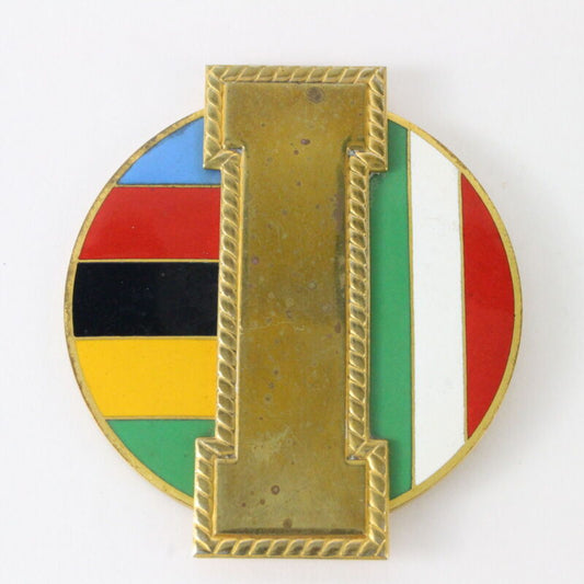 Italian Flag I German Race Pin or Badge Unknown 3.25" Metal Emblem Badge