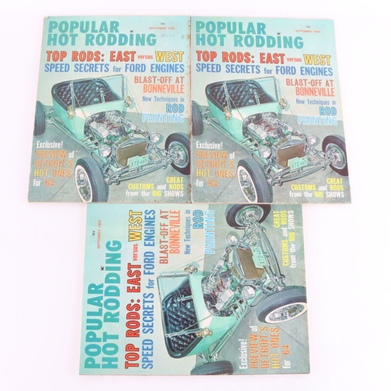 Lot Of 6 Popular Hot Rodding August & September 1963 Vintage Car Magazines