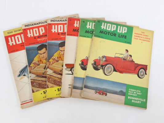 Lot Of 6 Hop UP & Motor Life Vintage HOT ROD Car Magazines Sep Oct Aug Nov 1953