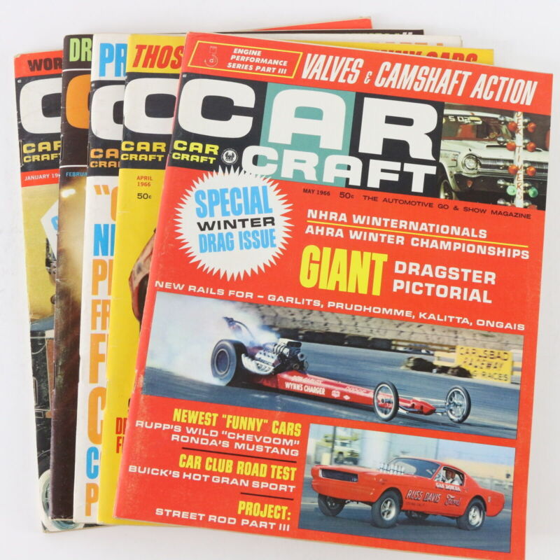 Lot Of 5 Car Craft Jan Feb Mar Apr May 1966 Vintage Car Magazines