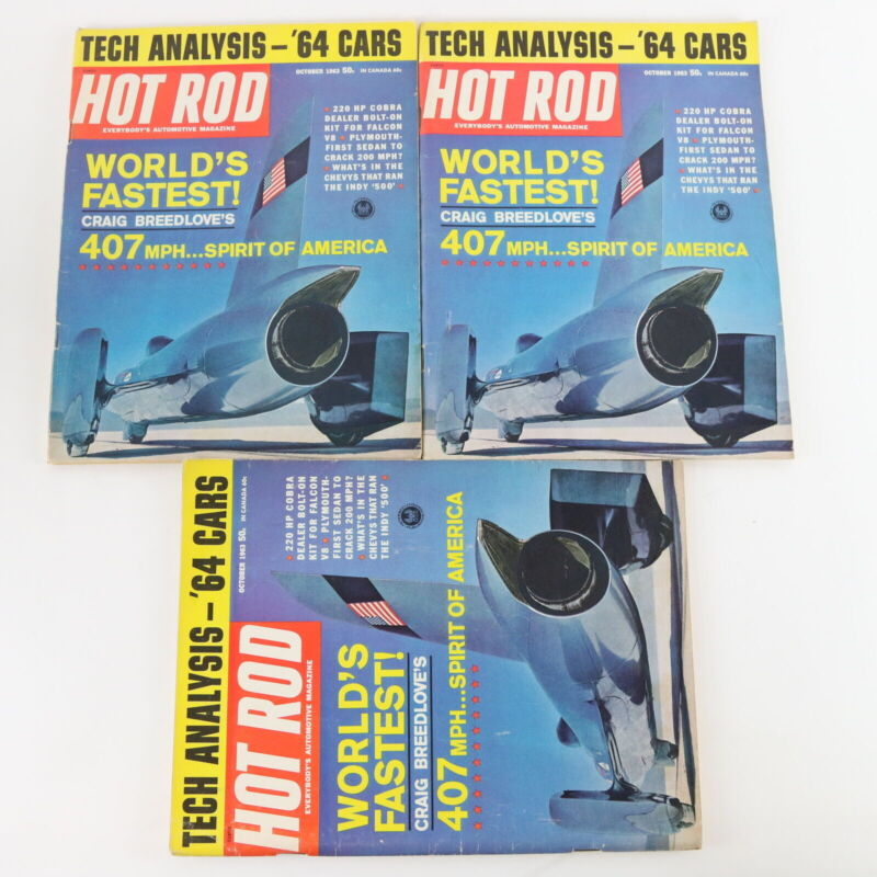 Lot Of 6 Hot Rod Tech Analysis 407mph Breedlove October 1963 Vintage Magazines