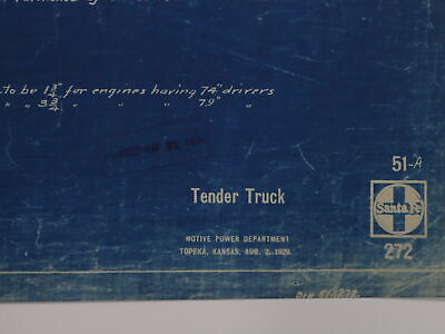 Santa Fe Tender Truck Motive Power Train Blueprint 51-a 272 May 21 1936 41.5"