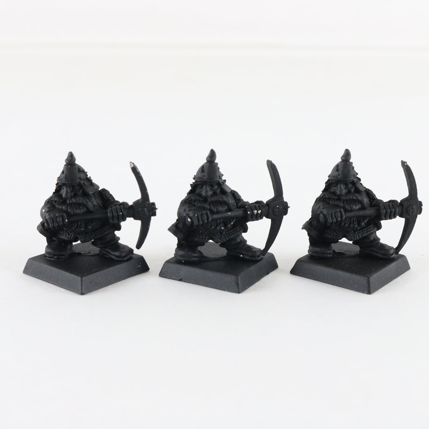Lot Of 3 Dwarf Miners Citadel Warhammer 8044/1 Black Painted Metal Figures