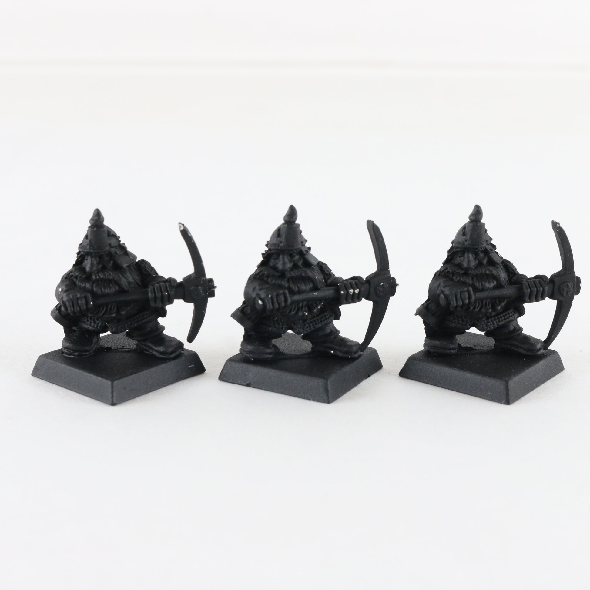 Lot Of 3 Dwarf Miners Citadel Warhammer 8044/1 Black Painted Metal Figures