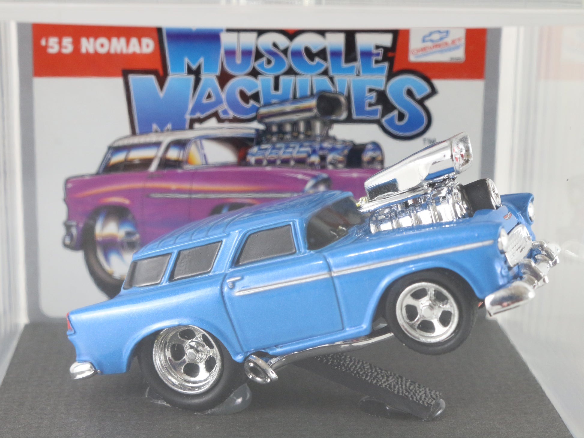 1955 Chevy Nomad Blue Muscle Machines Funline Model Car 1:64