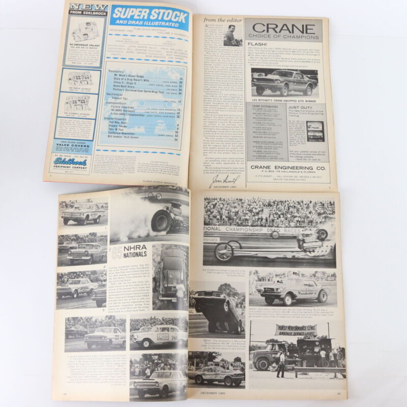 Lot Of 4 Super Stock & Drag Illustrated Nov Dec 1965 Vintage Car Magazines