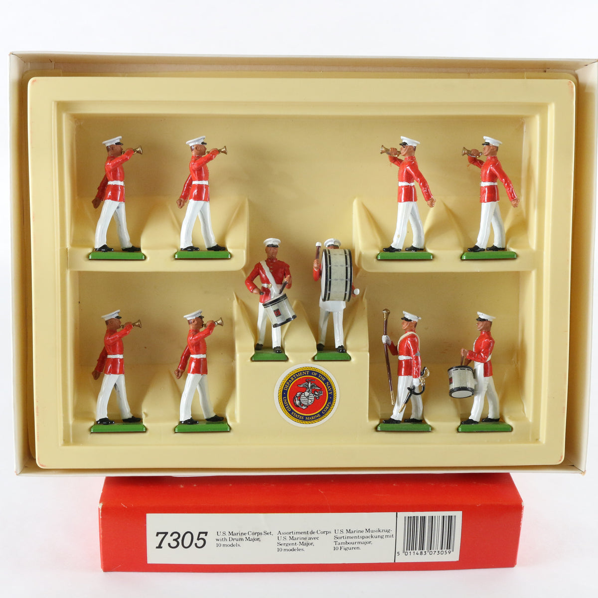 USMC US Marine Corps Drum Major Set Of 10 Soldiers Britains 1:32 7305 Metal