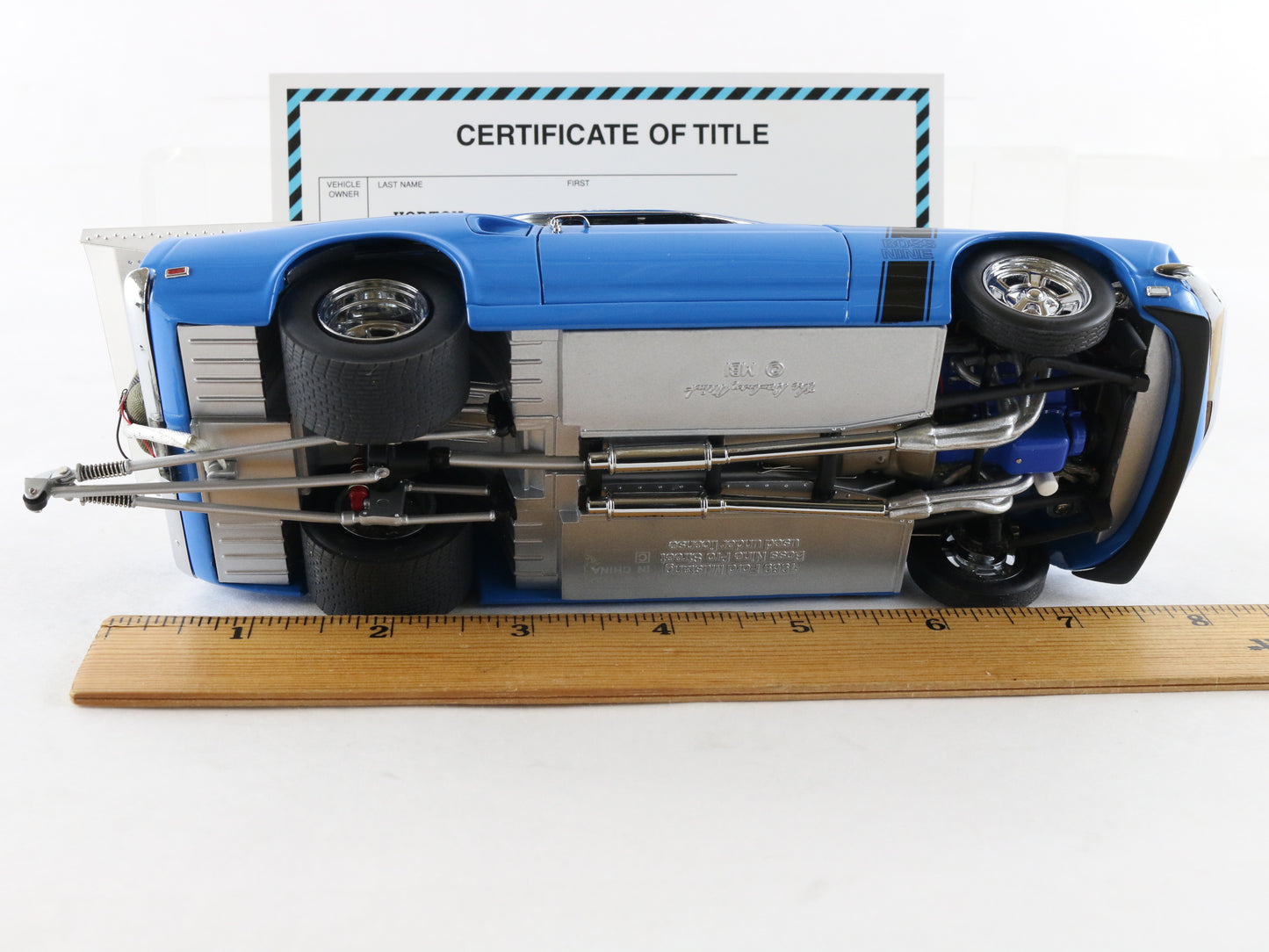 1969 Ford Mustang Boss Nine Pro Street Blue Black Danbury Mint 1:24 Model Car