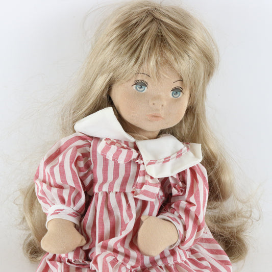 Herbert Stolle Stupsi Large Fabric 16.5" Doll W/ Red White Dress