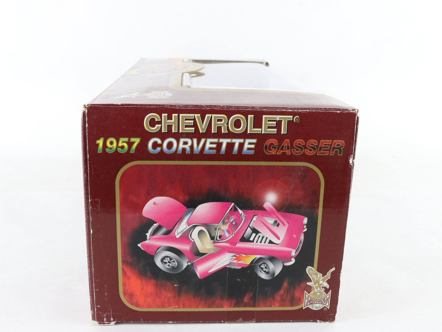 1957 Chevy Corvette Gasser Black W/ Flames Road Legends 1:18 Diecast Model 92019