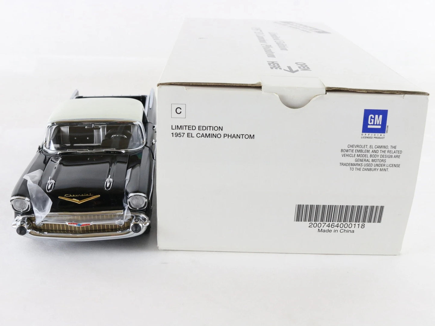 1957 Chevy El Camino Phantom Black White Danbury Mint 1:24 Diecast Model 1666