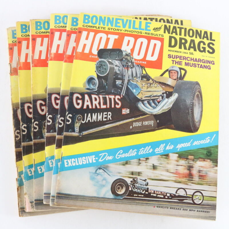 Lot Of 6 Hot Rod Bbonnevill National Drags November 1964 Vintage Car Magazines