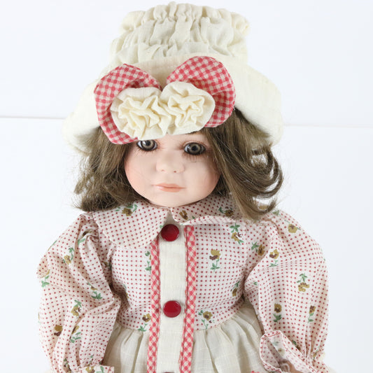 Standing Girl Floral Dress William Tuss Large 16.5" Porcelain Doll