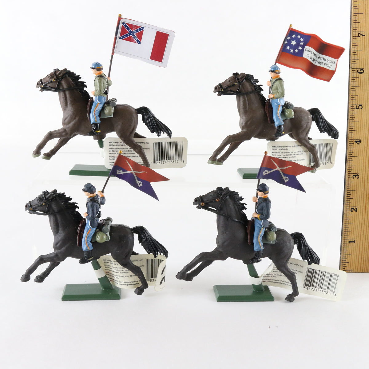 Lot Of 4 Union Confederate Civil War Cavalry Bearers Britains 1:32 Figures