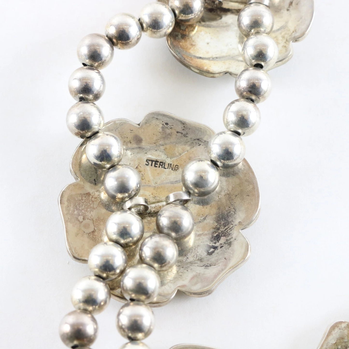 Vintage Zuni Native American Desert Flower Blossom Sterling Silver Necklace 132g