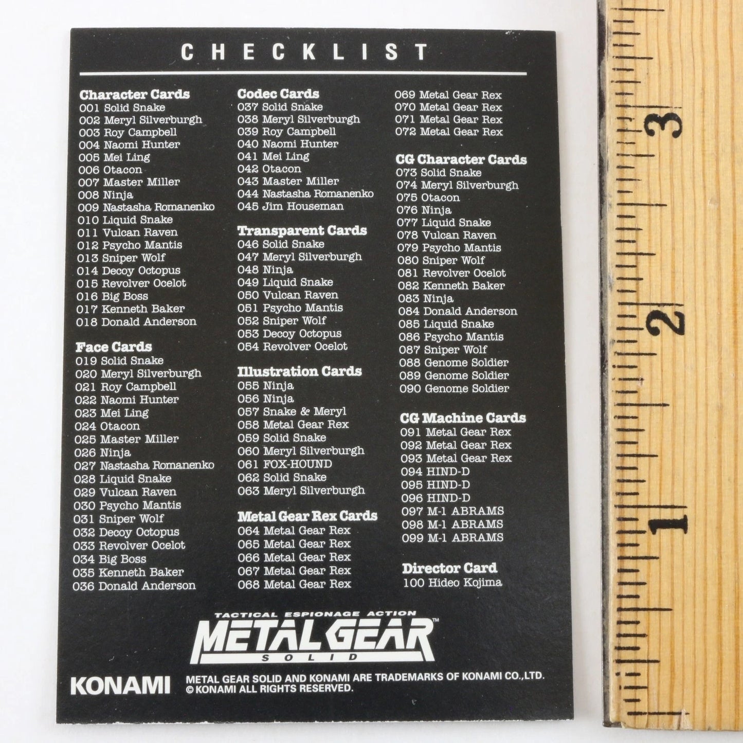 Metal Gear Solid Trading Card Checklist Meryl Silverburgh Konami