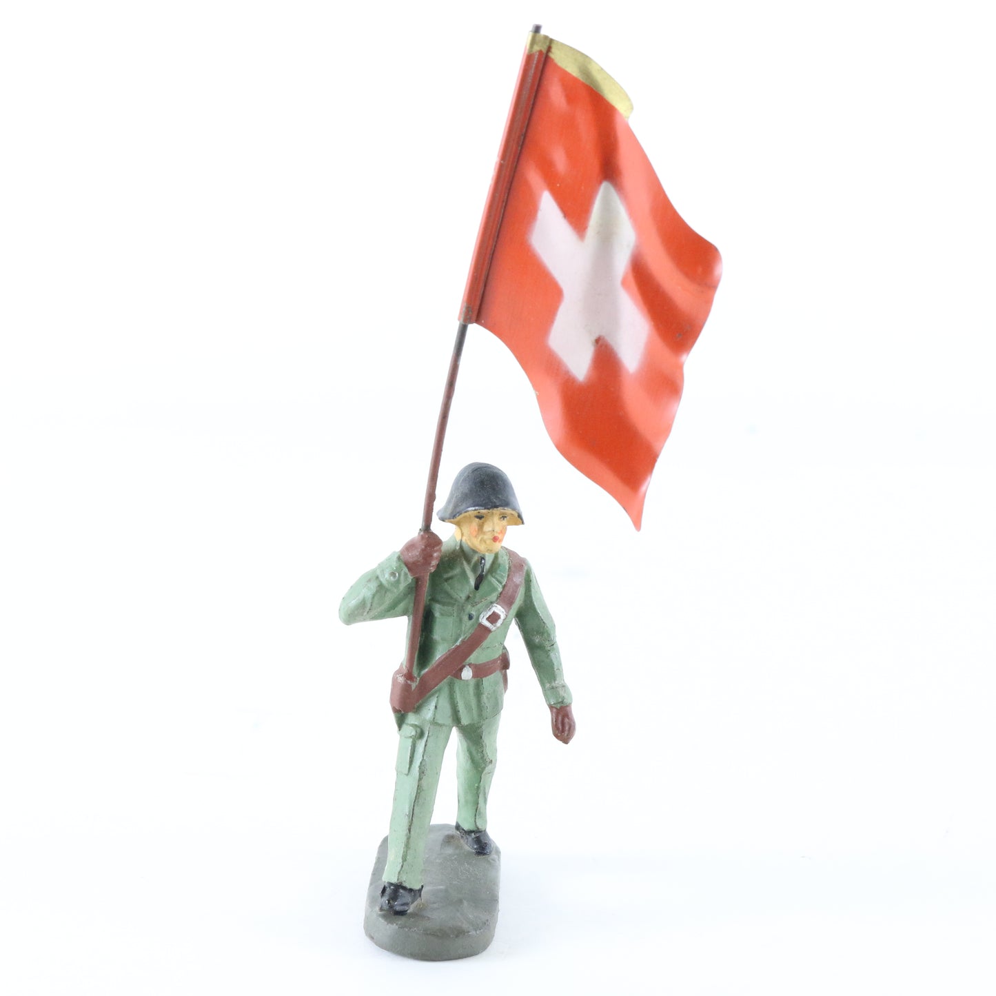Elastolin WWII Swiss Armed Forces Flag Bearer German Made Toy Soldier 3"