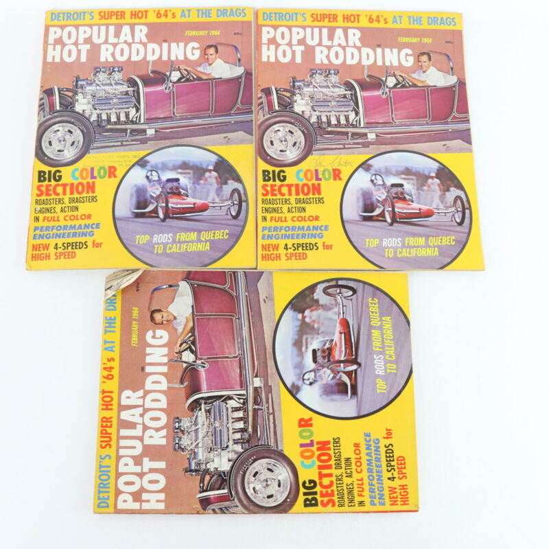 Lot Of 6 Popular Hot Rodding January & February 1964 Vintage Car Magazines