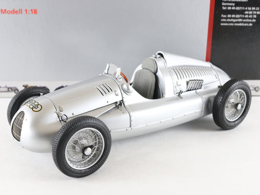 1938-39 Auto Union Type D Silver CMC 1:18 M-027 Metal Model Car