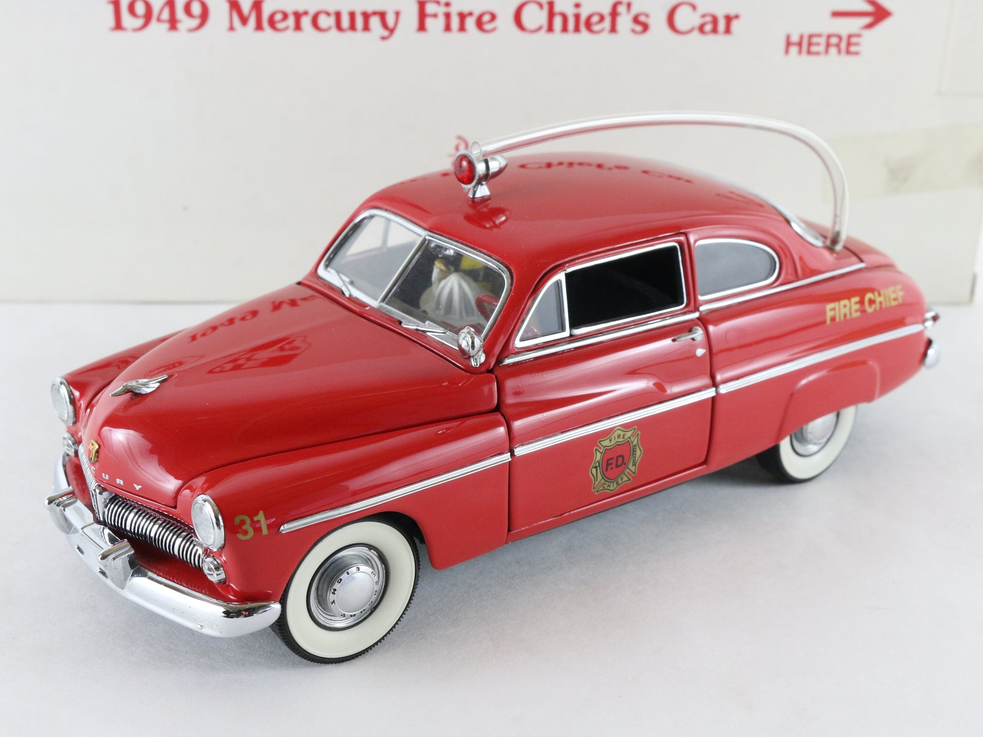 1949 Mercury Fire Chiefs Car Red Danbury Mint 1:24 Diecast 