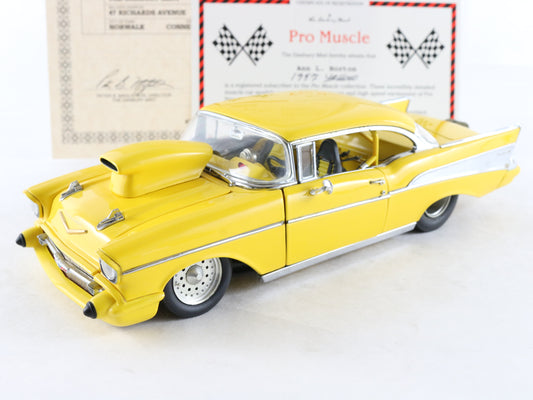 1957 Chevrolet Bel Air Pro Street Hardtop Yellow Danbury Mint 1:24 Model 