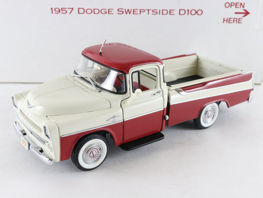 1957 Dodge Sweptside D100 Red White Danbury Mint 1:24 Diecast Truck
