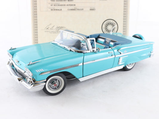 1958 Chevrolet Impala Convertible Turquoise Danbury Mint 1:24 Model 