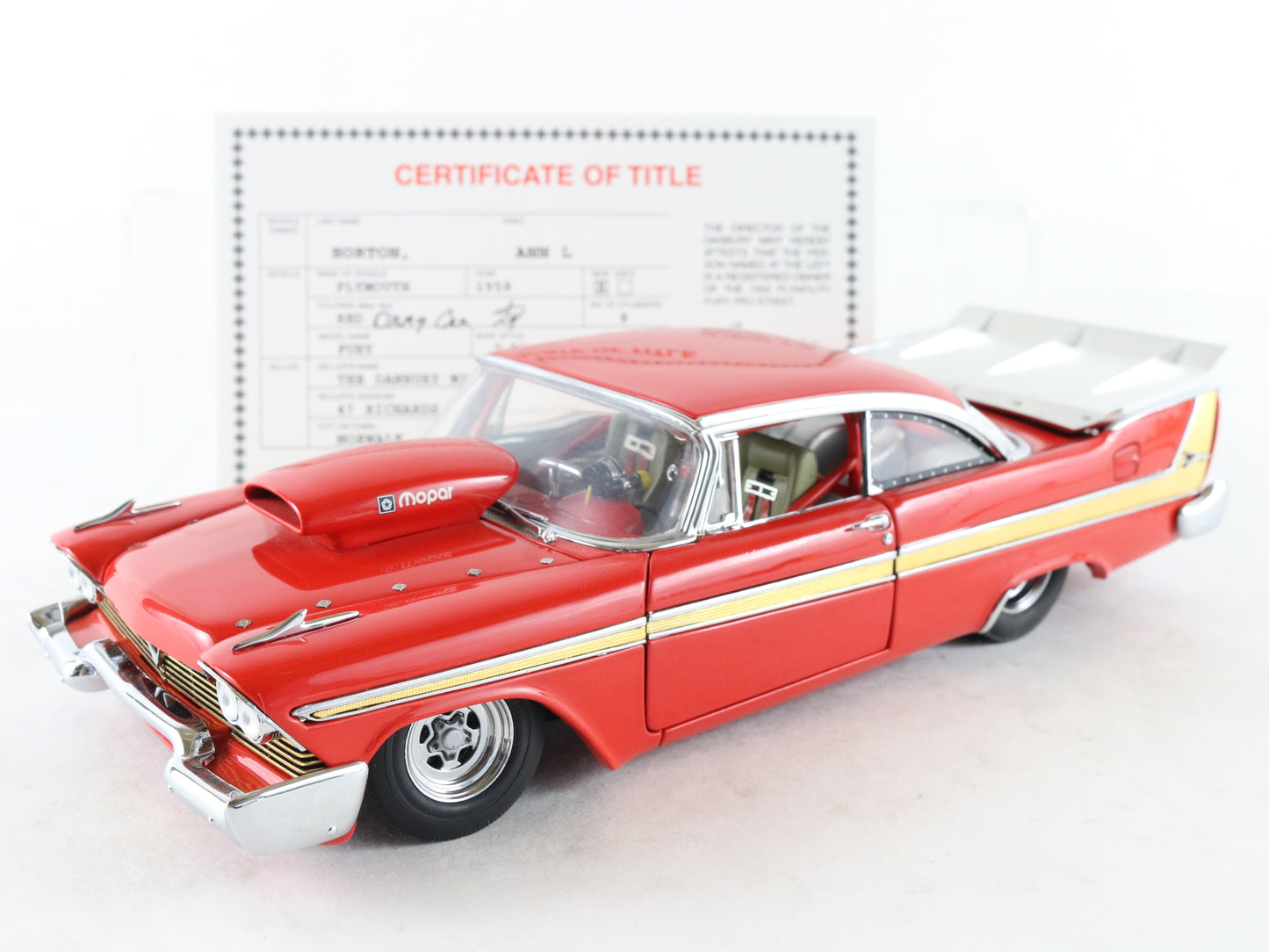 1958 Plymouth Fury Pro Street Red Dragster Danbury Mint 1:24 Model 