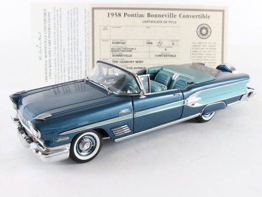 1958 Pontiac Bonneville Convertible Turquoise Danbury Mint 1:24 Model 