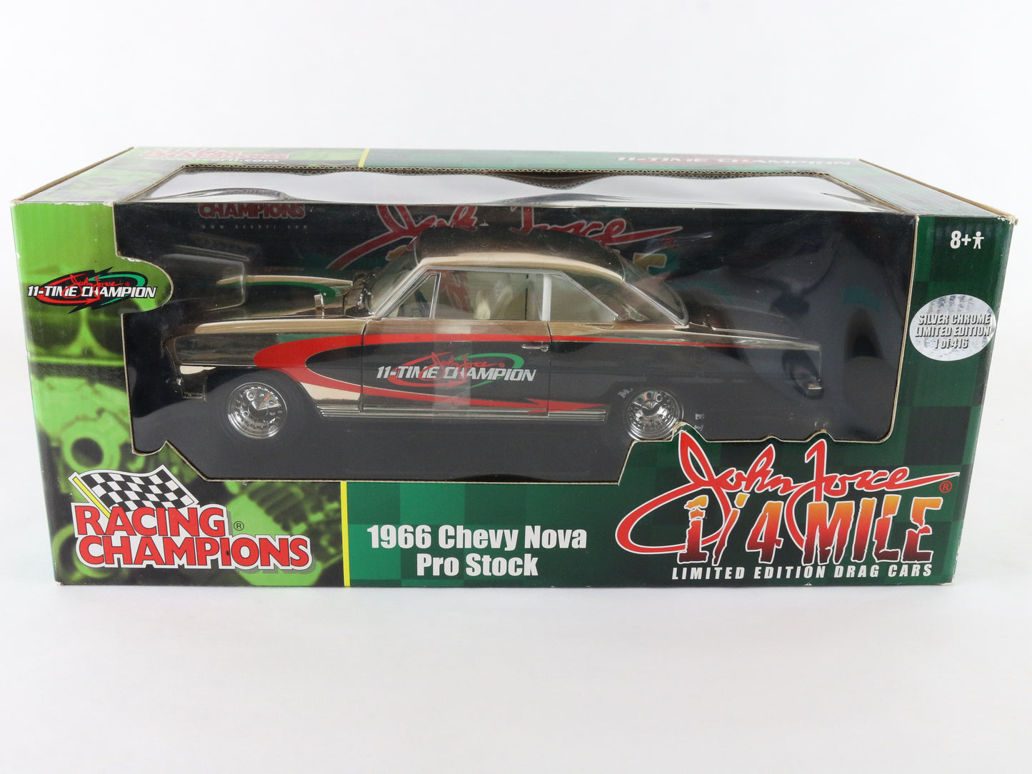 1966 Chevy Nova Pro Stock Chrome John Force Racing Champions 1:18 1 Of 416 CHASE