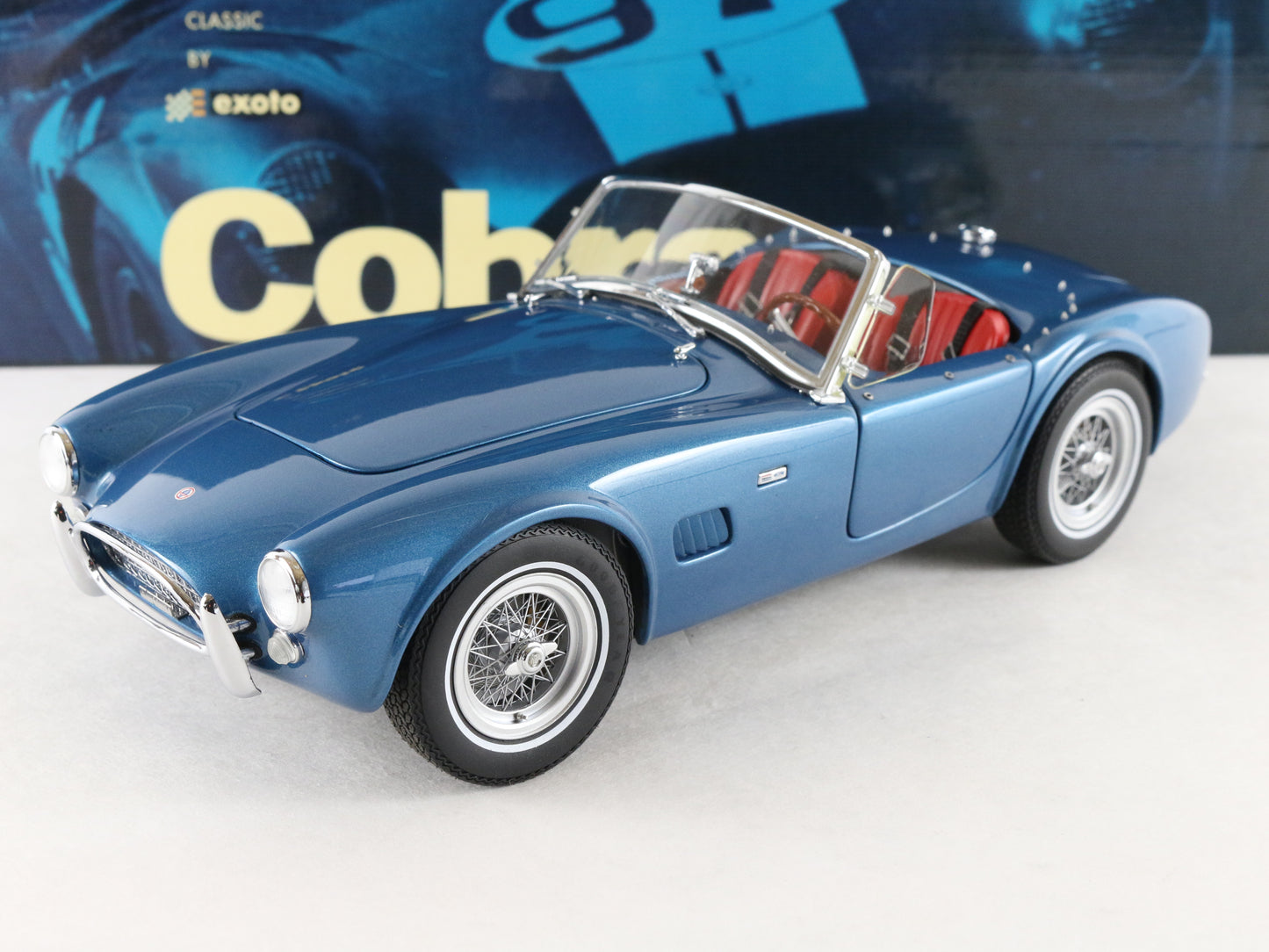 1963 Shelby Cobra 289 Blue Convertible Racing Legends Exoto 1:18 Model Car