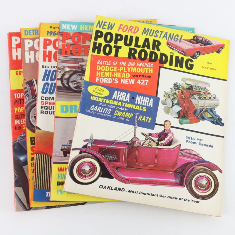 Lot Of 5 Popular Hot Rodding Jan Feb Mar Apr May 1964 Vintage Car Magazines