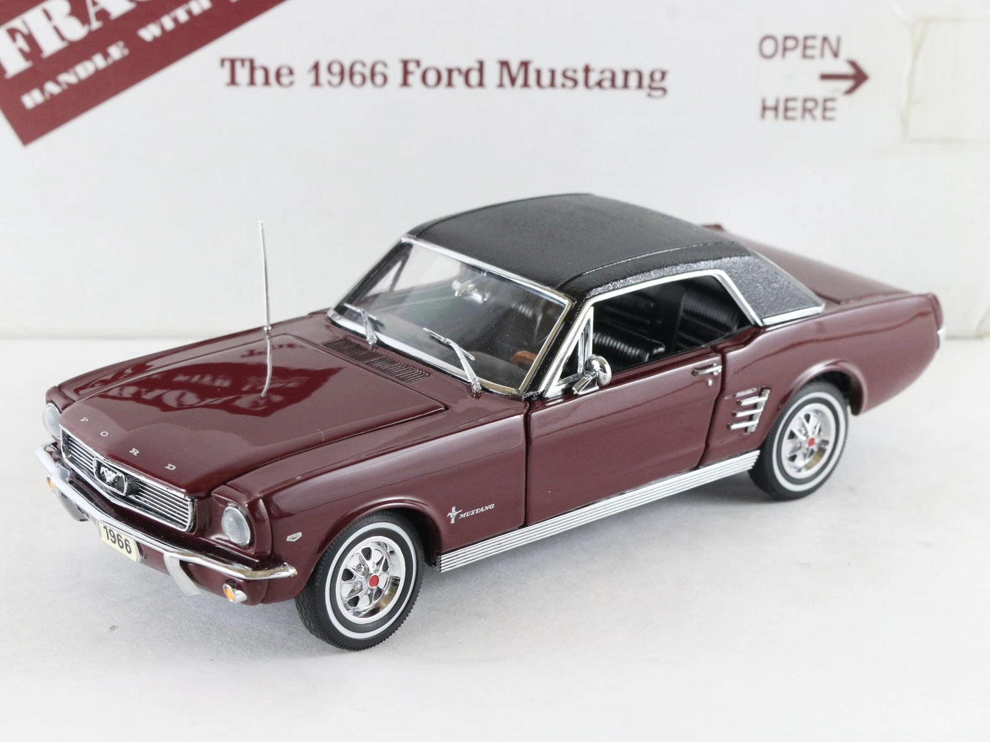 1966 Ford Mustang Maroon Danbury Mint 1:24 Diecast Model Car