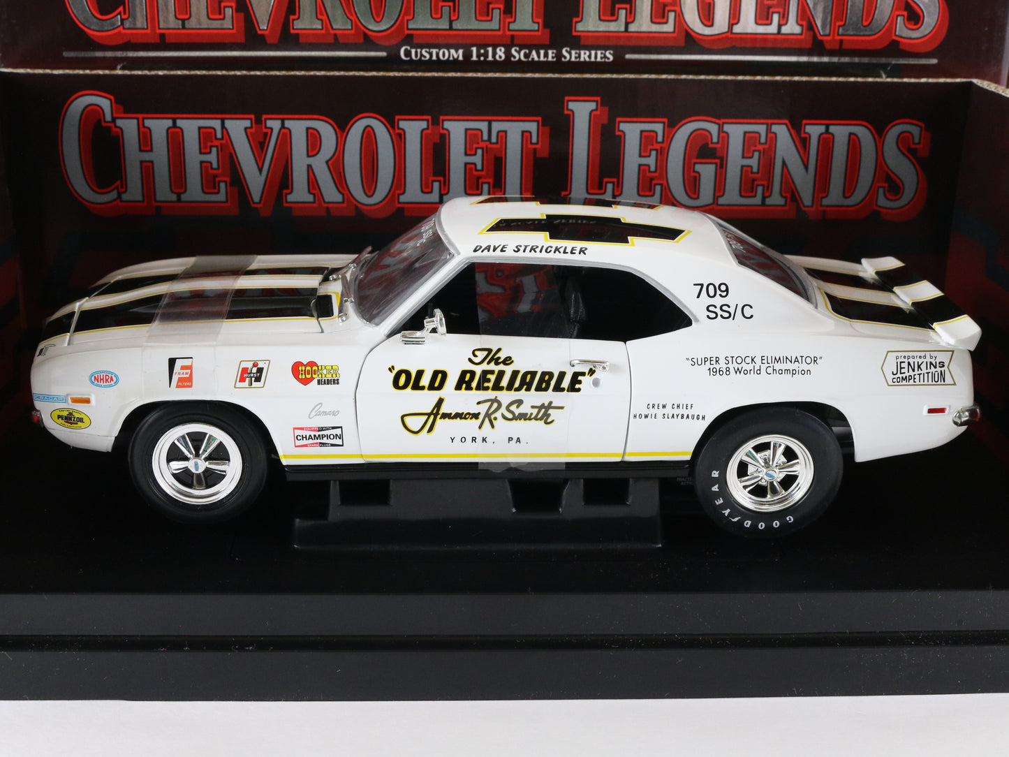 1969 Camaro Z28 Prostock Strickler No 2 White Chevrolet Legends ERTL 1:18 29265P