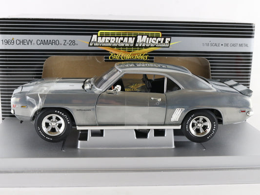 1969 Chevy Camaro Z28 Silver White American Muscle ERTL 1:18 Model 39251