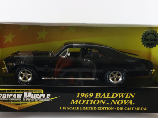 1969 Chevy Nova Baldwin Motion Black American Muscle ERTL 1:18 Model LE 32811