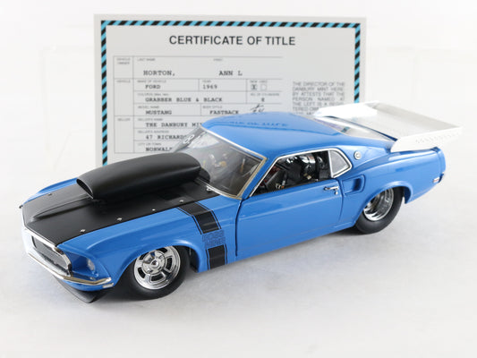 1969 Ford Mustang Boss Nine Pro Street Blue Black Danbury Mint 1:24 Model 