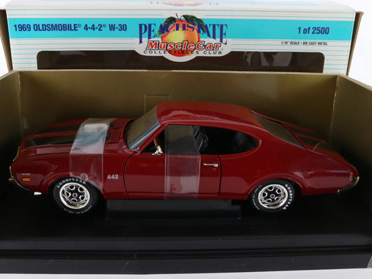 1969 Oldsmobile 4-4-2 W30 Peach State ERTL 1:18 Red Black Diecast 1 Of 2500 7041