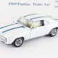 1969 Pontiac Trans Am Coupe Cameo White Blue Danbury Mint 1:24 Diecast 