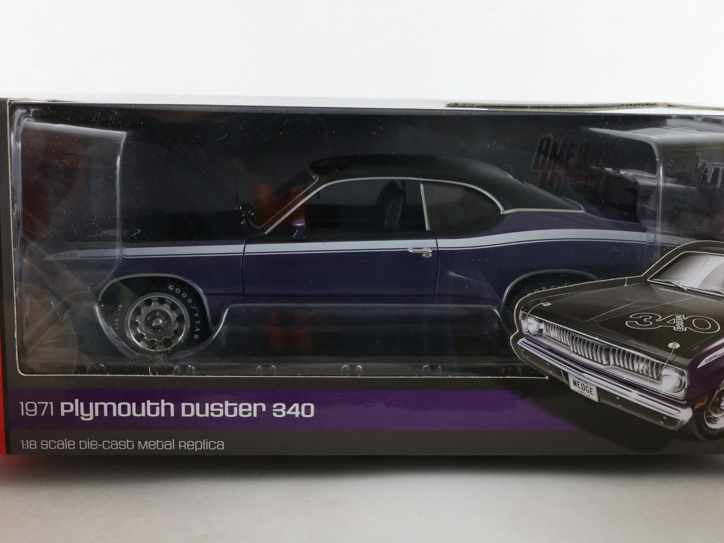 1971 Plymouth Duster 340 Purple American Muscle Auto World 1:18 Model 