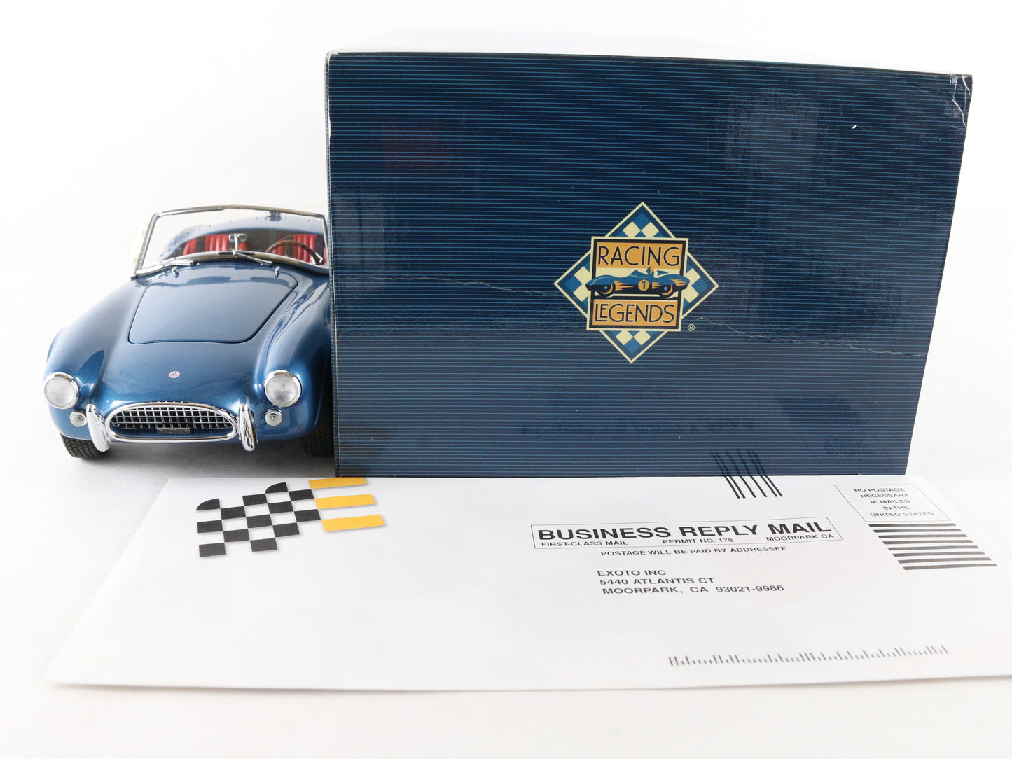 1963 Shelby Cobra 289 Blue Convertible Racing Legends Exoto 1:18 Model Car