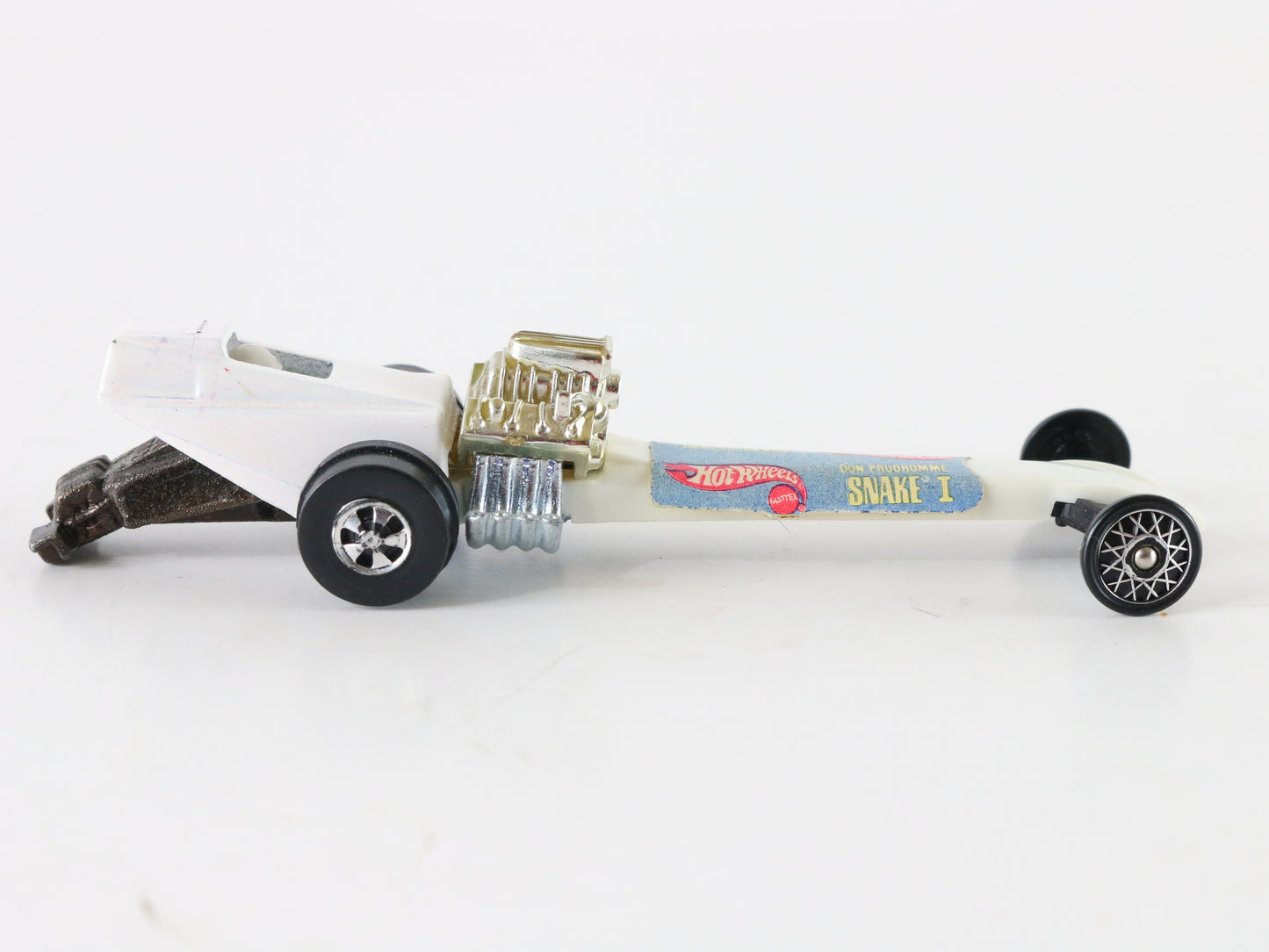 Vintage Hot Wheels Don Prudhomme Snake 1 Fuel Dragster White Mattel 1:64 5951002