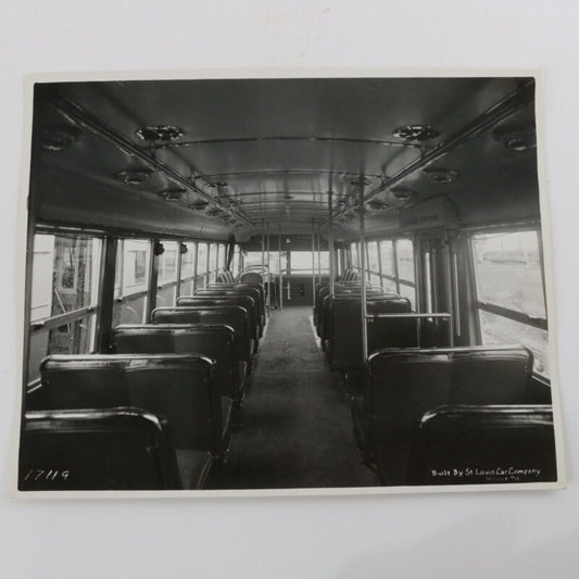 St Louis Car Company Trolley Interior Black & White Photograph 1711g 9.5"