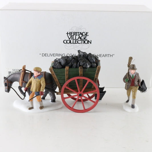 Dept 56 Heritage Village Delivering Coal For The Hearth Set Of 2 58326