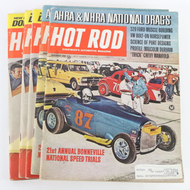 Lot Of 5 Hot Rod November & December 1969 Vintage Car Magazines