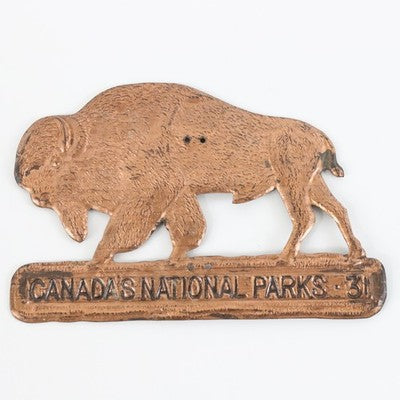 1931 Copper Canada's National Parks Buffalo Radiator Badge Souvenir SCARCE