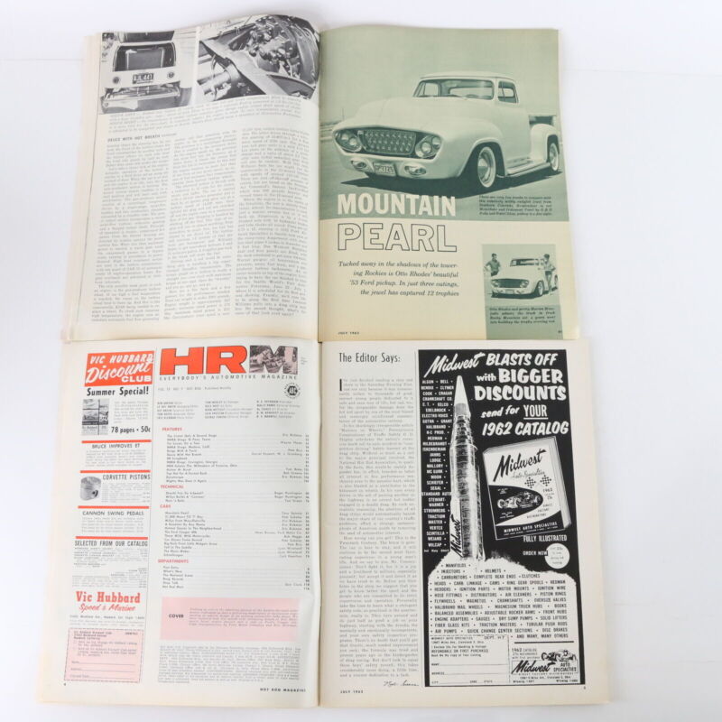 Lot Of 4 Hot Rod Cougar Details Tomorrows T-bird July 1962 Vintage Car Magazines